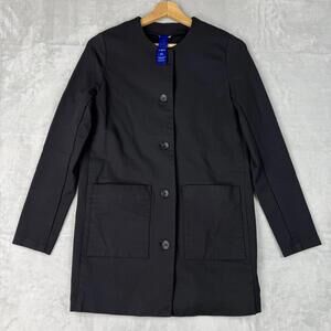 Kit and Ace Minimalist Black Button Front Coat Jacket Women Size XS Modern Soft